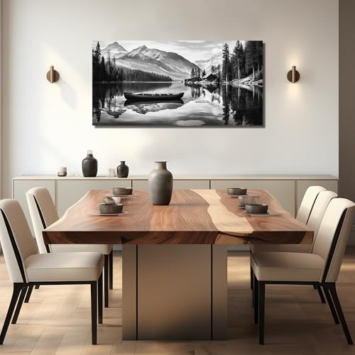 JuhaiArt Landscape Wall Art Black Wall Art Print for Office - color: Black, size: 48"L x 24"W