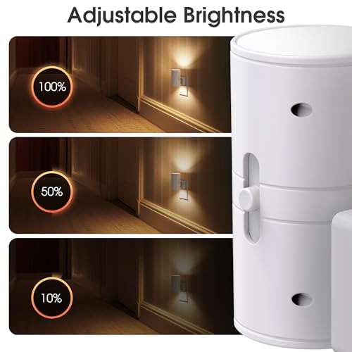 Night Lights Plug into Wall, Modern LED Night Light Plug in | Dusk to Dawn Sensor, Soft White 3000K, 0-100LM Adjustable Brightness, Dimmable NightLight, Stairway, Hallway, Bedroom, 2 Pack - color: White-3000K, size: 2 Pack