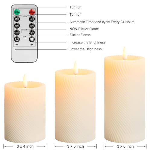 Flickering Flameless Candle with Remote, Real Wax Battery Operated Candles - color: Ivory(Twill)