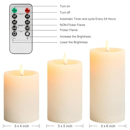 Flickering Flameless Candle with Remote, Real Wax Battery Operated Candles - color: Ivory(Twill)