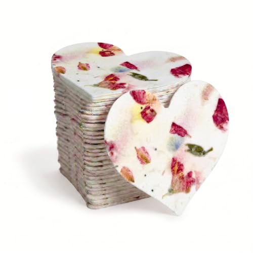 50 Large (2.5" h x 2.85" w) Pink Heart Gift Wrap Tags | Writable & Plantable Gift Tags Seed Paper, Mom's Gift for Birthday, Use for Wedding, Baby Shower, Party Favors, & DIY Crafts - color: Pink Heart, size: Large