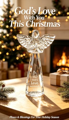 Christian Gifts for Women - Engraved Crystal Angel | 6" Inspirational Spiritual Keepsake, Religious Encouragement Gift for Her Birthday Christmas (God's Love surrounds You) - color: God's Love Surrounds You