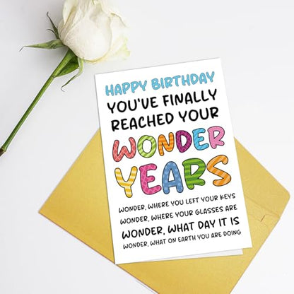 Supoeguk Funny Old Age Birthday Card for Men Women, Humor Wonder Years Birthday Card Gift for 50th 60th 70th 80th 90th, You Have Finally Reached Your Wonder Years... - color: Old Birthday