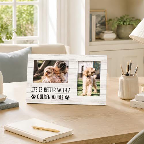 Goldendoodle Gifts Double Picture Frame 4x6, Dog Two Photo Frame - color: color-12