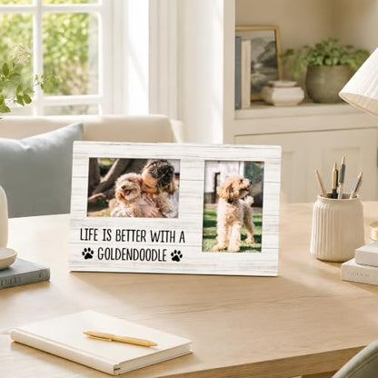 Goldendoodle Gifts Double Picture Frame 4x6, Dog Two Photo Frame - color: color-12