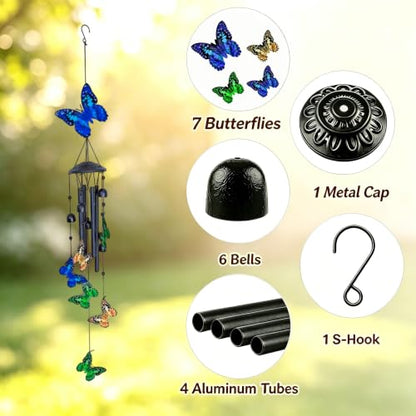 Wind Chimes for Outside, Butterfly Garden Windchimes Memorial Windchimes - color: Butterfly Wind Chimes