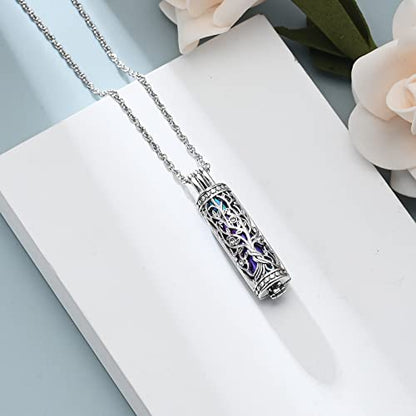 shajwo Cylinder Cremation Jewelry Tree of Life Urn Ashes Necklace for Women Men Vial Cremation Ash Pendant Loved One Memorial Jewelry - color: Customize