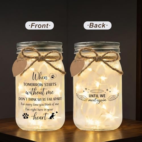 Jar Night Light, Glass Lamp, 5x3 Inch, Memorial Gift Pet Memorial - color: Pet Memorial