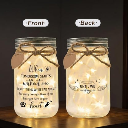 Jar Night Light, Glass Lamp, 5x3 Inch, Memorial Gift Pet Memorial - color: Pet Memorial