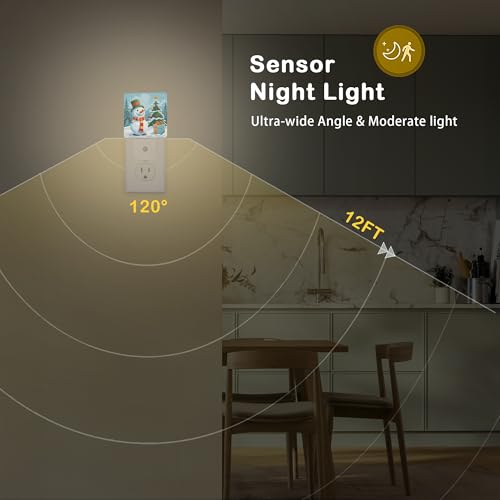 Christmas Night Light, Snowman Night Lights Plug Into Wall with Dusk to Dawn Sensor Wall Lamp, Nightlights for Bedroom, Bathroom, Hallway, Kitchen, Gifts Ideal for Girls Women - color: Winter Snowman, Christmas