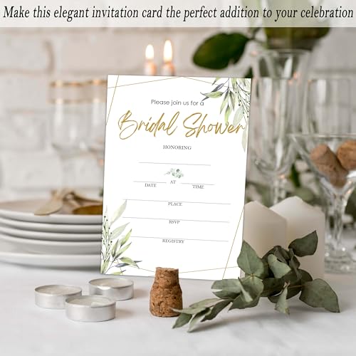 Bridal Shower Invitations, 25 Elegant Invites with Envelopes for Bridal Shower Reception Engagement Party, Greenery Wedding Party Cards - B01 - style: Greenery 4