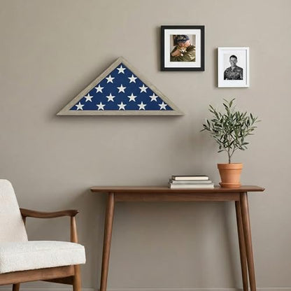Americanflat Large Flag Display Case for Folded 5x9.5' Burial Flags - Engineered Wood Display Box for Wall or Tabletop - Silhouette Collection - Driftwood - color: Driftwood, style: 5x9.5 Burial Flag