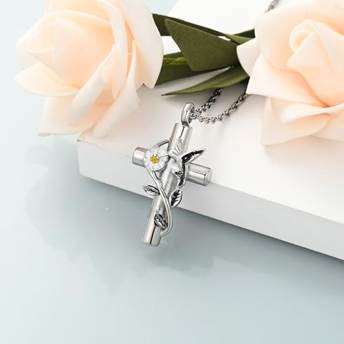 shajwo Hummingbird Urn Necklaces for Ashes - color: Cross-Gold