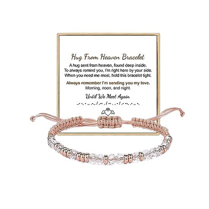 Hug from Heaven Morse Code Bracelet - Until We Meet Again, Black Hematite Beads for Men and Women - color: Hug from Heaven