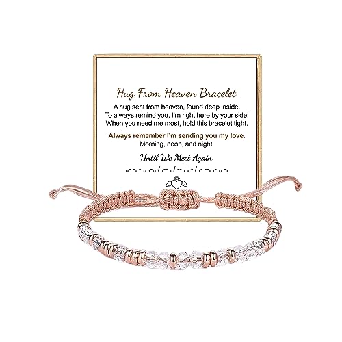 Hug from Heaven Morse Code Bracelet - Until We Meet Again, Black Hematite Beads for Men and Women - color: Hug from Heaven