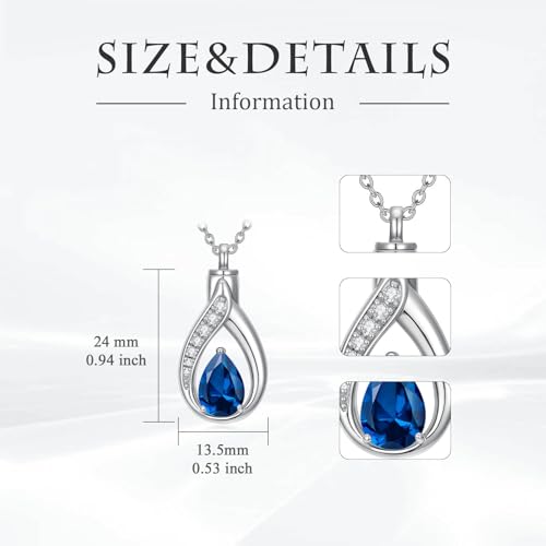 Teardrop Urn Necklace for Ashes Birthstone Keepsake Pendant Cremation Jewelry for Ashes Memorial Jewelry Gifts for Loss of a Loved One for Women - style: Dec-Blue Topaz