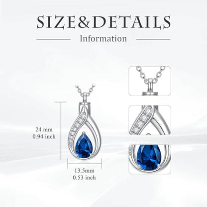 Teardrop Urn Necklace for Ashes Birthstone Keepsake Pendant Cremation Jewelry for Ashes Memorial Jewelry Gifts for Loss of a Loved One for Women - style: Dec-Blue Topaz