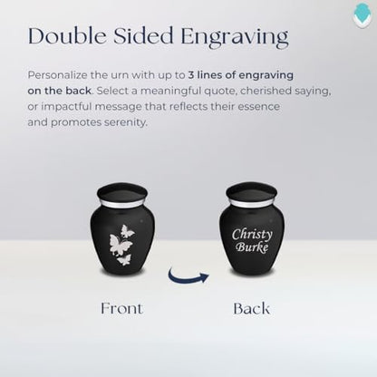 Embrace Keepsake Personalized Butterfly Cremation Urns for Human Ashes I Black Funeral Urn for Men and Women with Double Side Engraving I 3.5 lbs - color: Black