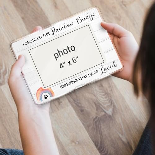 Rainbow Bridge Dog Memorial Gifts Picture Frame, Loss of Dog Sympathy Gift, Pet Memorial Gifts for Cats Dogs, Pet Keepsake Photo Frame for 4 x 6 Inch Photo