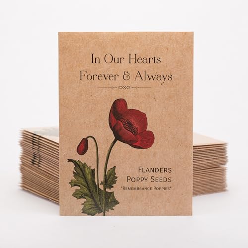 Bentley Seed Co. | Celebration of Life Funeral Favors for Guests | Non-GMO, Non-Coated Flanders Poppy Seed Packets in Our Hearts Forever and Always | Sentimental Memorial Service Gift | Pack of 25 - style: In Our Hearts Forever & Always