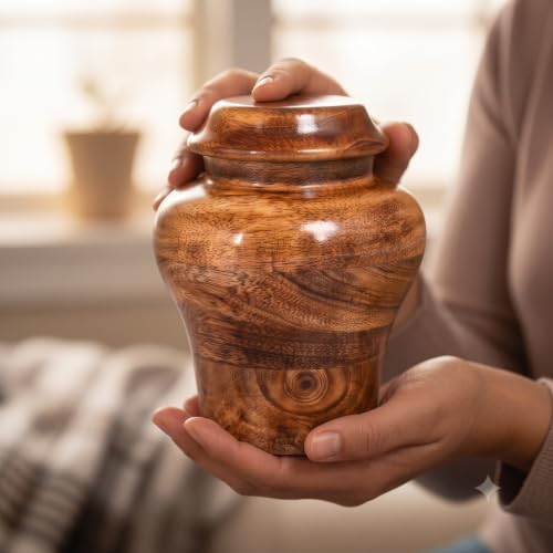 Handcrafted Wooden Cremation Keepsake Urn 20 lbs Beutiful and Decorative urn for Adult Human Ashes Fractal Resin Inlay. - size: Keepsake (20 lbs