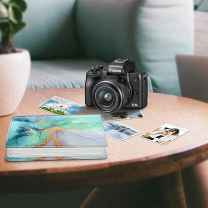 Fintie Photo Album 4x6 Photos - 112 Pockets Wallet Albums Memory Book | Vegan Leather Cover, 4X6 Picture Keepsakes, Family/Wedding/Travel Memory Book, Baby/Kids/Boys/Girls Gift, Emerald Marble - color: emerald marble