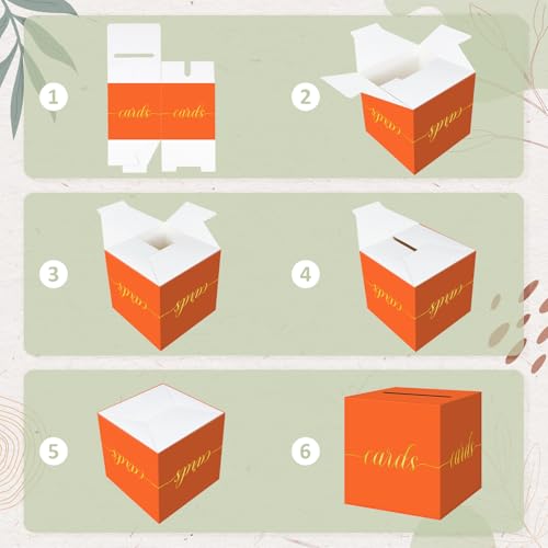 Elegant Orange Graduation Card Box, Gold Foil Gift Card Box for Party - color: Orange