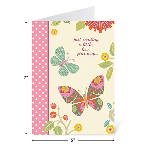 Current Butterfly Cheer Thinking of You Cards with Envelopes - Assortment of 8 Greeting Cards, 4 Designs, Large 5" x 7" Thinking of You Cards for Women - style: Butterfly