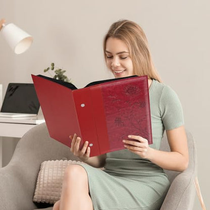 Artmag Photo Album 4x6 300 Photos, Extra Large Capacity Leather Cover Wedding Family Photo Albums Holds 300 Horizontal 4x6 Photos(Red) - color: Red, size: 300 Pockets