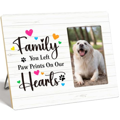 OTINGQD Dog Lover Gift Picture Frame,Dog Mom and Dad Gifts,Puppy Memorial Gifts,You Left Paw Prints on Our Hearts Wooden Photo Frame for Tabletop Wall Display - style: Dog Memorial Gifts-7