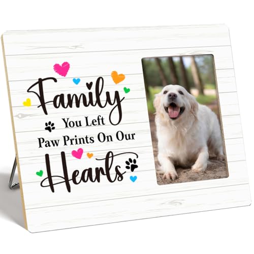 OTINGQD Dog Lover Gift Picture Frame,Dog Mom and Dad Gifts,Puppy Memorial Gifts,You Left Paw Prints on Our Hearts Wooden Photo Frame for Tabletop Wall Display - style: Dog Memorial Gifts-7