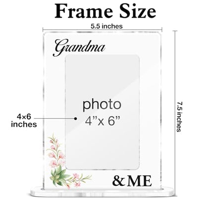Grandma Gifts Picture Frame, Gifts for Nana Granny Birthday Christmas, Grandma & Me Acrylic Picture Frames 4 x 6 Inch Photo - color: H-Grandma & Me