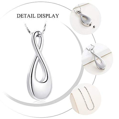 Imrsanl Infinity Cremation Jewelry Urn Necklace for Ashes | Memorial Lockets Pendant, Ashes Holder, Funeral Keepsake of Loved Ones, For Women Men - color: Silver