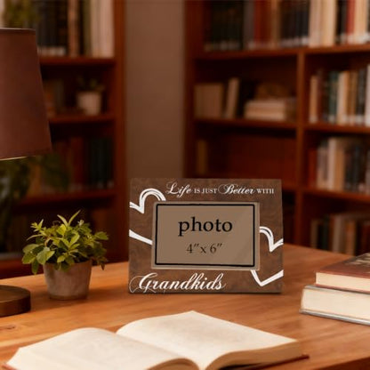 Best Grandparents Gifts, Life is Just Better With Grandkids, Grandparents and Grandkids Picture Frame, Farmhouse Wooden Photo Frame Fitting a 4 x 6 Inch Photo - color: Life is Just Better With Grandkids