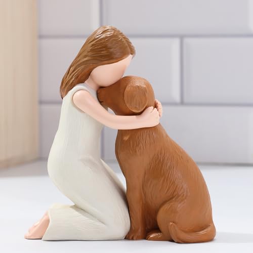Hensonever Love My Dog Figurines Statues, Dog Angel Friendship Remembrance Gifts, Sculpted Hand-Painted Figures for Dog Lovers - color: Love My Dog