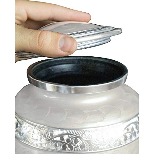 White Angel Wings Funeral Cremation Urn with Velvet Bag (Pearl White, Extra Large) - color: Pearl White, size: Extra Large