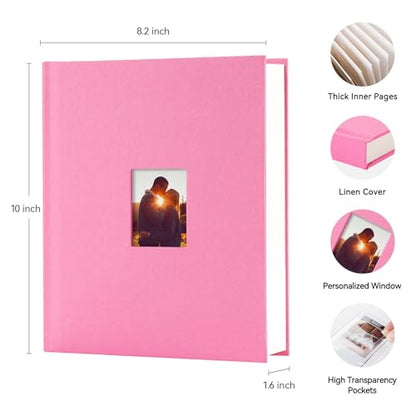 Instax Mini Photo Album with Writing Space, 112 Pockets, Pink | Compatible with 2x3 inch & Polaroid Pictures, Recessed Clear Pockets, Wedding Guest Book and Family Memories - color: Pink, size: 112 Pockets