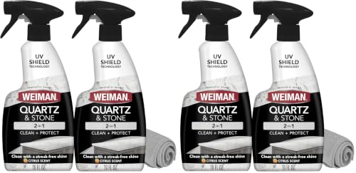 Weiman Quartz Countertop Cleaner and Polish (4 Pack w/Micro Towel) Clean and Shine Your Quartz Countertops Islands and Stone Surfaces with Ultra Violet Protection - size: 16 Fl Oz (Pack of 4)