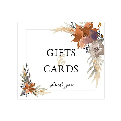 Indie Autumn Floral Gifts And Cards Sign / 8" x 9" Modern Boho Table Top Sign/Wedding Anniversary Reunion Sign/Made In The USA - color: Indie Autumn Floral, style: Gifts & Cards