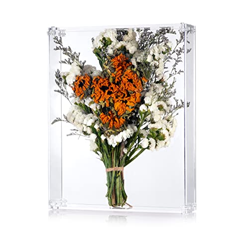 11x14 Acrylic Shadow Box, Assemble Display Case, DIY Tabletop/Wall Mount Display Frame, All Clear Memory Box for Dried Flowers/Kids Room/Birthday/Wedding(11x14x3”, Need to be Assemble) - size: 11x14", Assembly Frame