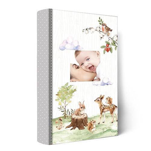 Holoary Baby Photo Album 4” x 6” 300 Photos, Newborn Baby Keepsake Gifts for Baby Boy/Girl and New Parents, Woodland Animals Design Baby Photo Albums - size: 8.4''x12.9''