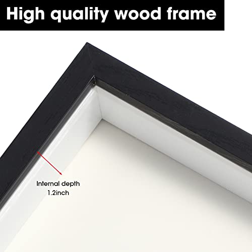 Reginary 6 Pack 8 x 8 Inches Shadow Box Frame Black Wood Shadow Boxes Display Cases 1.2 Inch Interior Depth Display Case Wall Tabletop Showcase Ideal for Memorabilia Pictures Flowers Medals Tickets