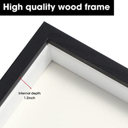 Reginary 6 Pack 8 x 8 Inches Shadow Box Frame Black Wood Shadow Boxes Display Cases 1.2 Inch Interior Depth Display Case Wall Tabletop Showcase Ideal for Memorabilia Pictures Flowers Medals Tickets