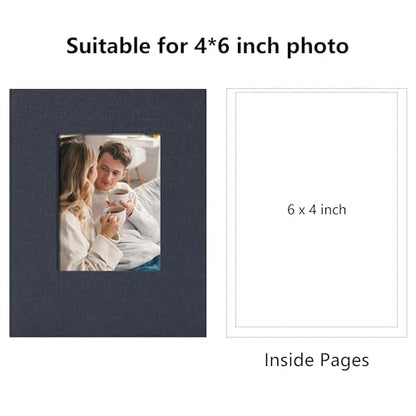Small 4x6 Photo Album 24 Pockets Linen Cover Gray Blue - color: Gray Blue, size: 24 Pockets