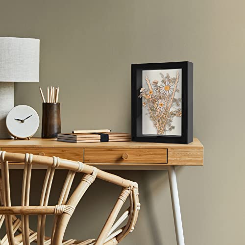 Americanflat 8x10 Shadow Box Frame with Shatter-Resistant Glass - Silhouette Collection - Large Shadow Box Display Case for Tabletop and Wall Display - Black with Soft Felt Back | Shatter-resistant glass, 1.5 inch interior depth, hangs vertical or horizon