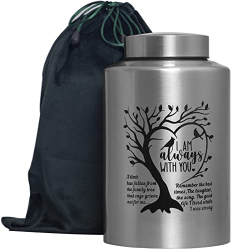 Urns for Human Ashes Cremation Funeral Burial Urn for Male Female Metal Urn | Stainless steel, Personalized, Large Up to 220lbs, Decorative Urns, Urnas Para Cenizas Humanas Adultos, Tree of Life - size: Love Tree Silver