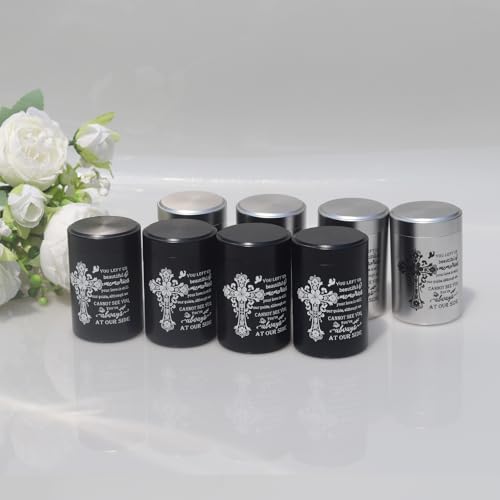 3 Inches Small Urns for Human Ashes Set of 8 - Mini Urns for Sharing - Small Keepsake Urns Memorial Ashes Holder-Cross - size: Set of 8-flower cross