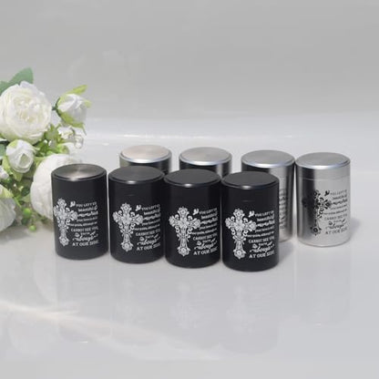 3 Inches Small Urns for Human Ashes Set of 8 - Mini Urns for Sharing - Small Keepsake Urns Memorial Ashes Holder-Cross - size: Set of 8-flower cross