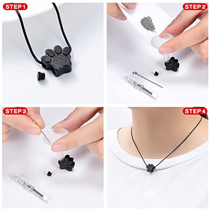 zeqingjw Pet Cremation Jewelry for Ashes Pendant Paw Print Pet Heart Urn Necklace Memorial Keepsake Jewelry for Pet/Dog's/Cat's Ashes - color: Paw Print-1-Black