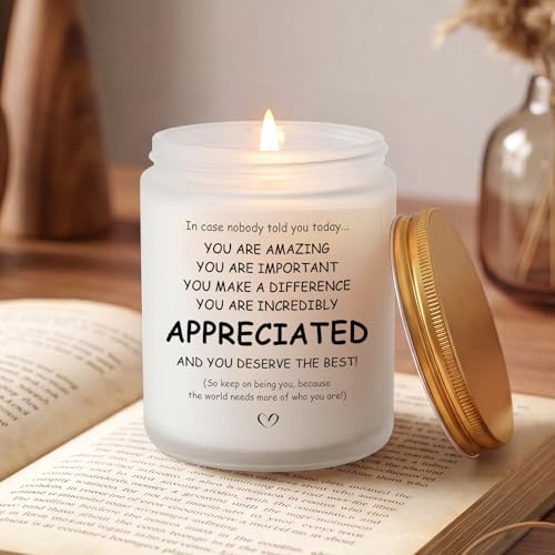 Thank You Gifts for Women, Inspirational Gifts for Women, Birthday Candles | Thoughtful Gifts for Women Friend Mom Girlfriend - You're Amazing Candle, 7oz 45 Hours Lavender & Eucalyptus Scented Candle - color: Merit